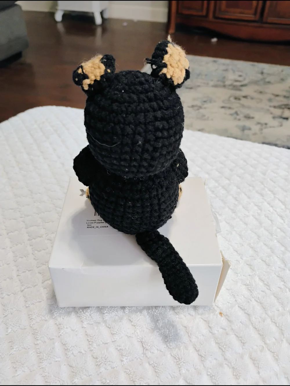 Handmade Black & Tan Crochet Dog Amigurumi Plush - Best Dog Mom Ever Sign